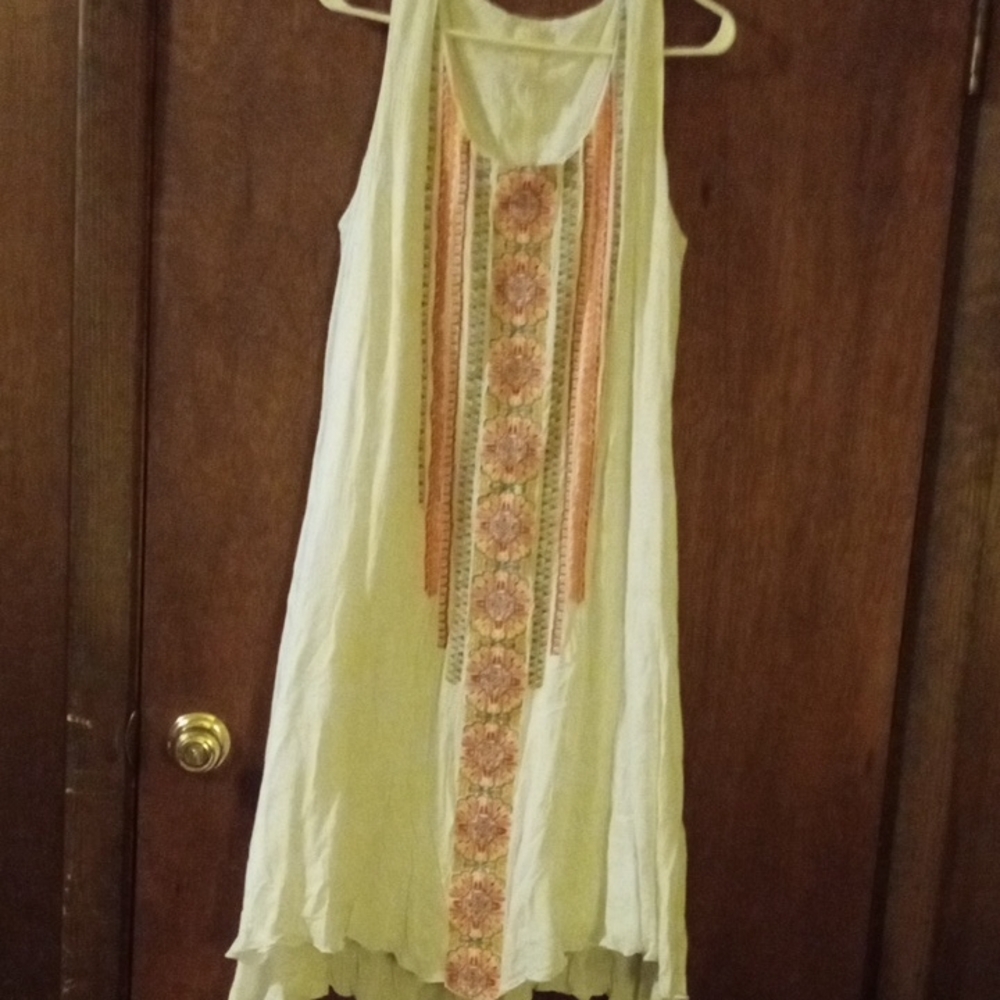 Chico's Elegant Cream and Orange High Low Dress